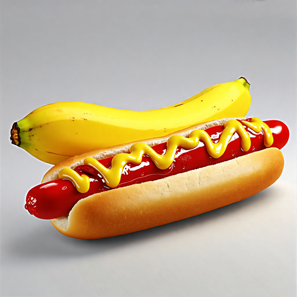 hot dog, banana